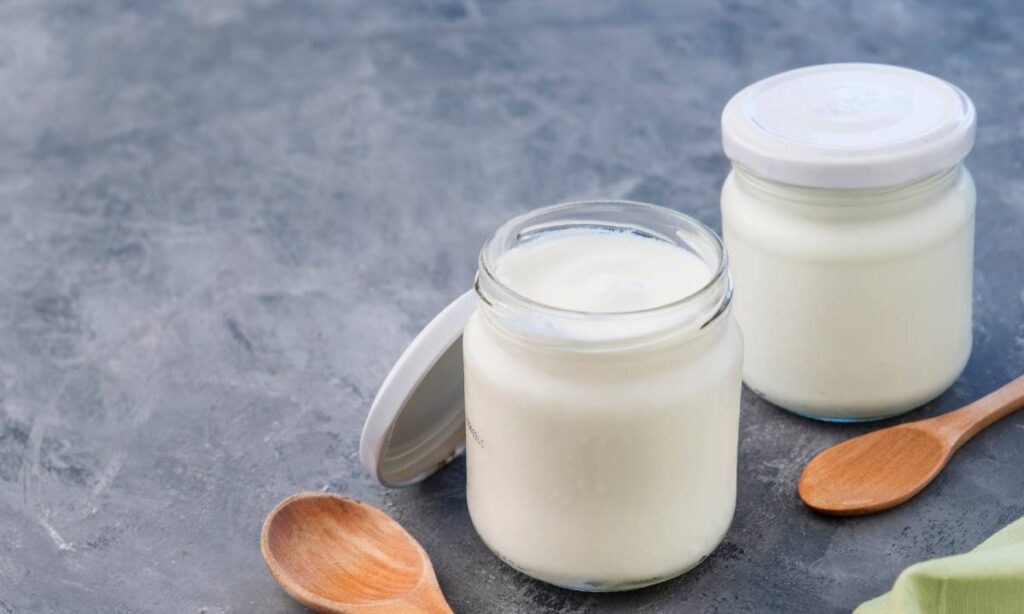imagem com duas vasilhas contendo iogurtes para demonstrar que os probióticos podem ser encontrados nesse tipo de alimento