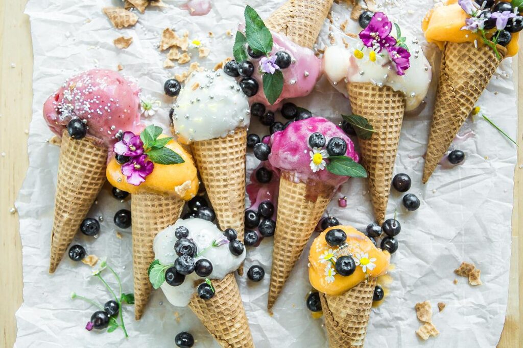 sorvetes feitos de frutas